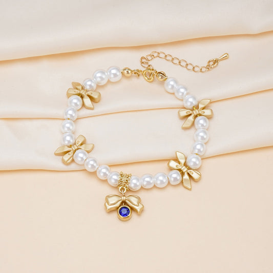 Personalized Girls Birthstone Bow Charm Bracelet