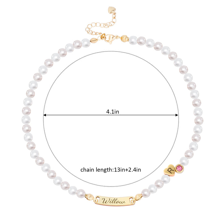 Personalized Pearl Necklace for Girls – Name, Initial, Birthstone