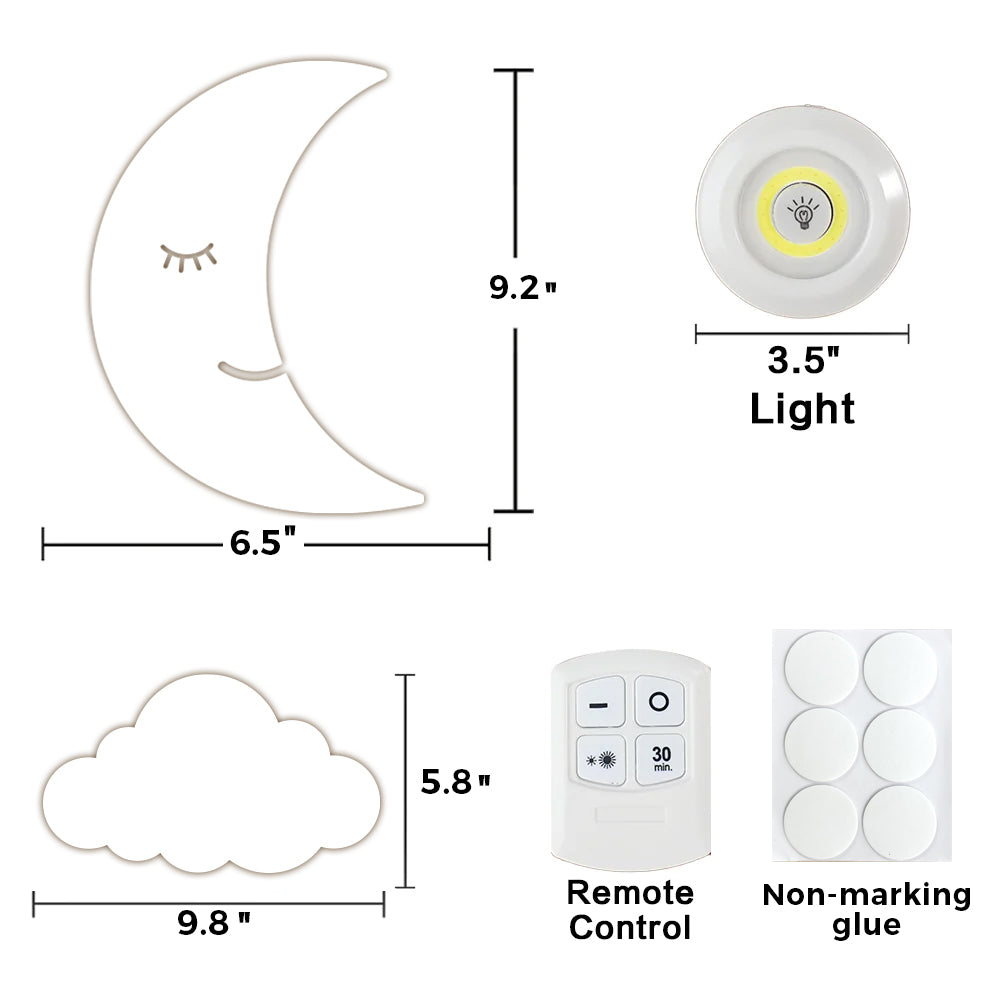 Moon and Cloud Wall Night Light Set