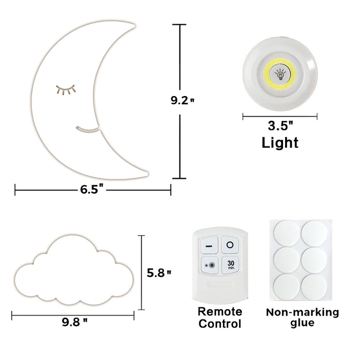 Moon and Cloud Wall Night Light Set