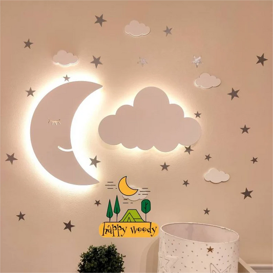 Moon and Cloud Wall Night Light Set
