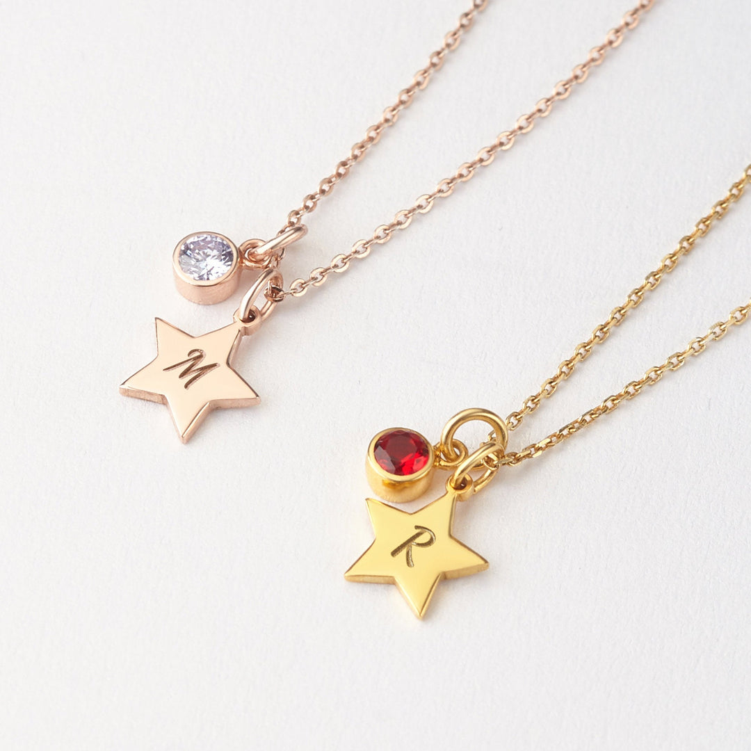 Initial and Birthstone Children's Necklace