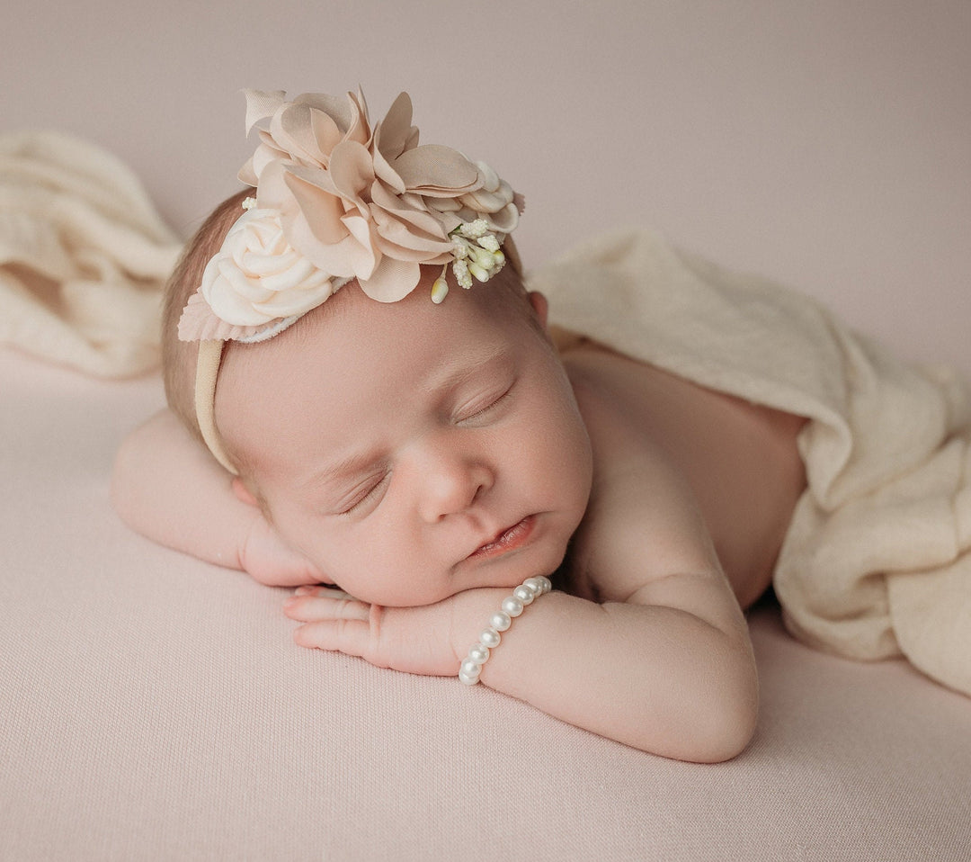 Pearl and Cross Baby Baptism Bracelet