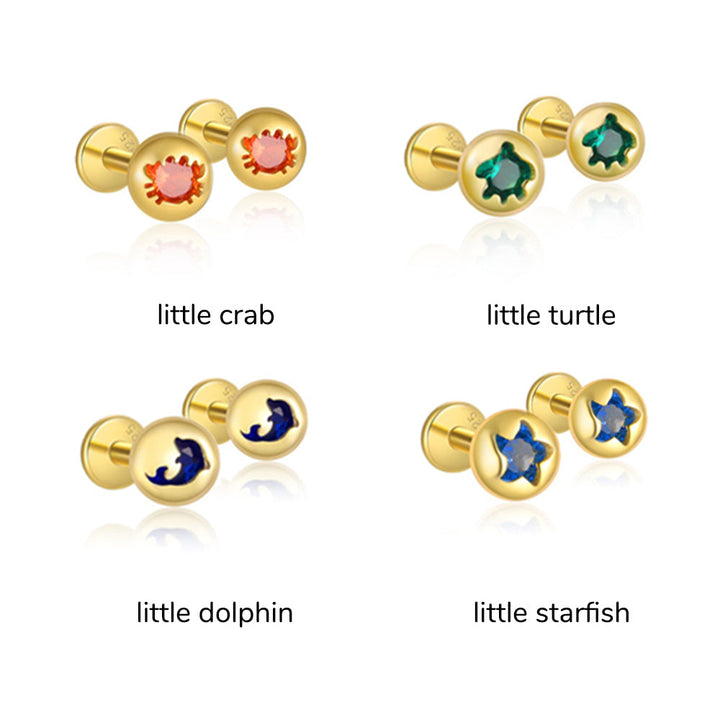 Delicate Ocean Creature CZ Girls Earrings